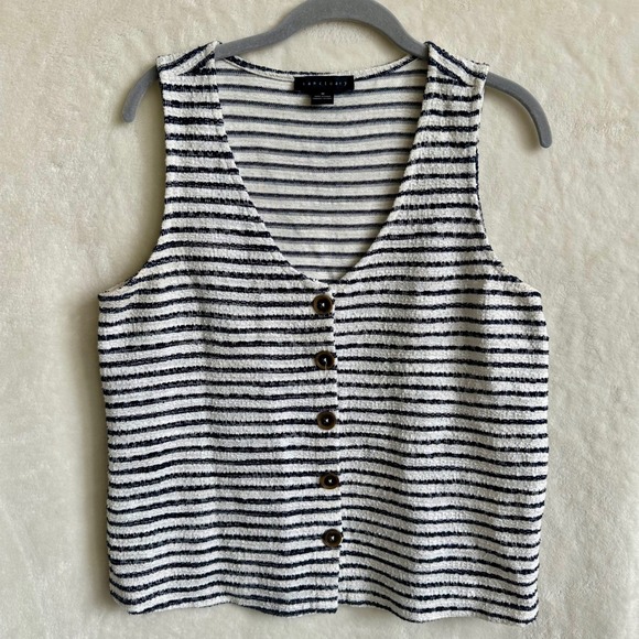 Sanctuary Tops - Sanctuary Nothing Extra Striped Knit Button Front Sweater Vest Tank Medium
